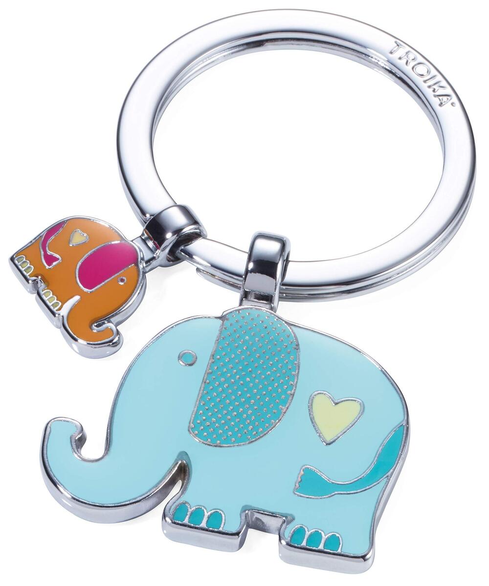 7970 RÜSSELBANDE – KR18-12/CH – Key Ring with 2 Pendants – Elephants